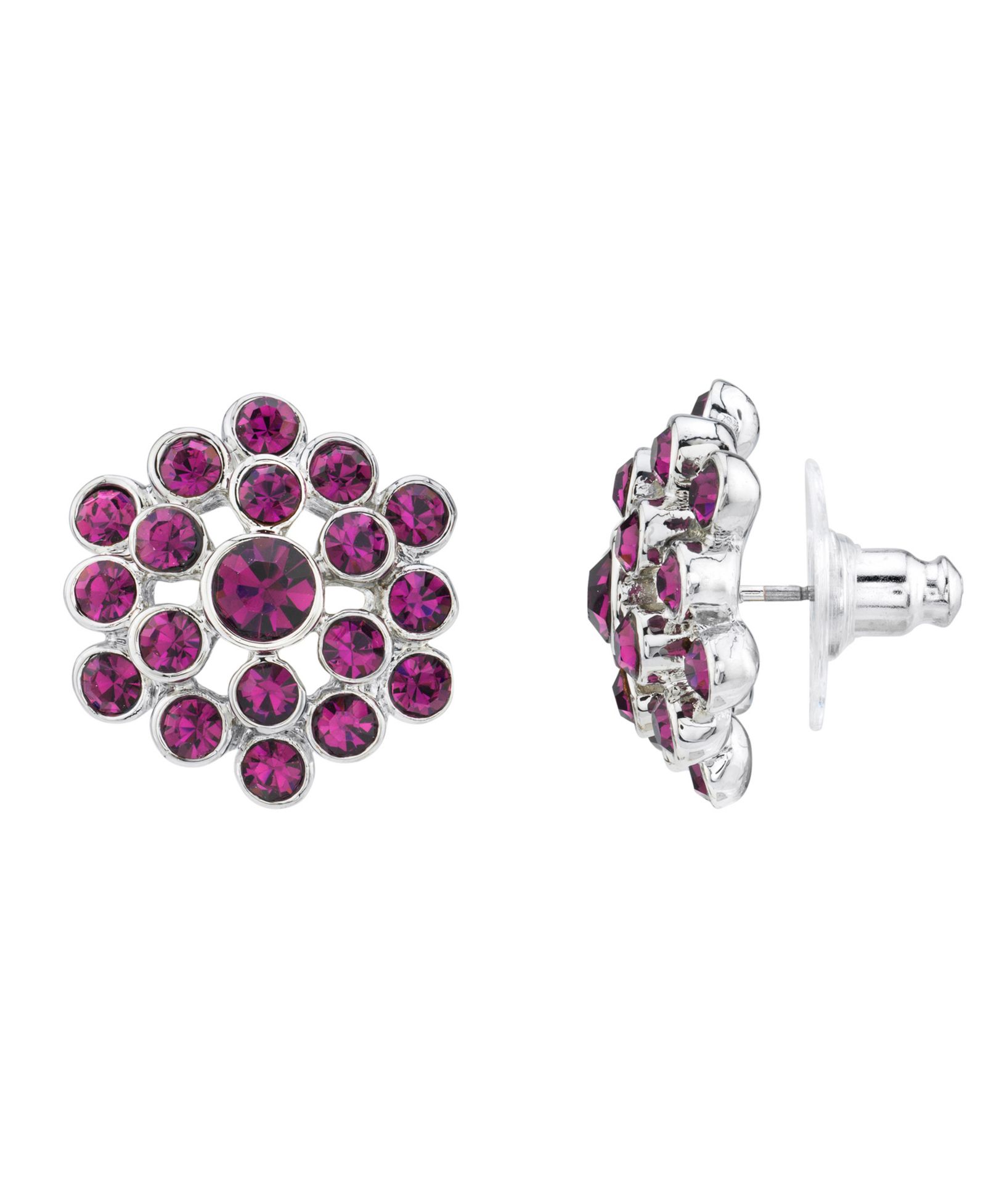 2028 Silver-Tone Button Earrings