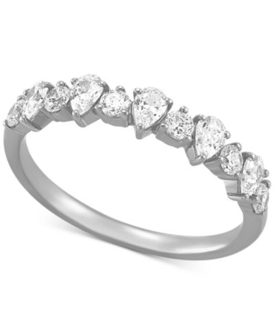 Кольцо с бриллиантом огранки «груша» (3/4 ct. t.w.) в 14k белом золоте