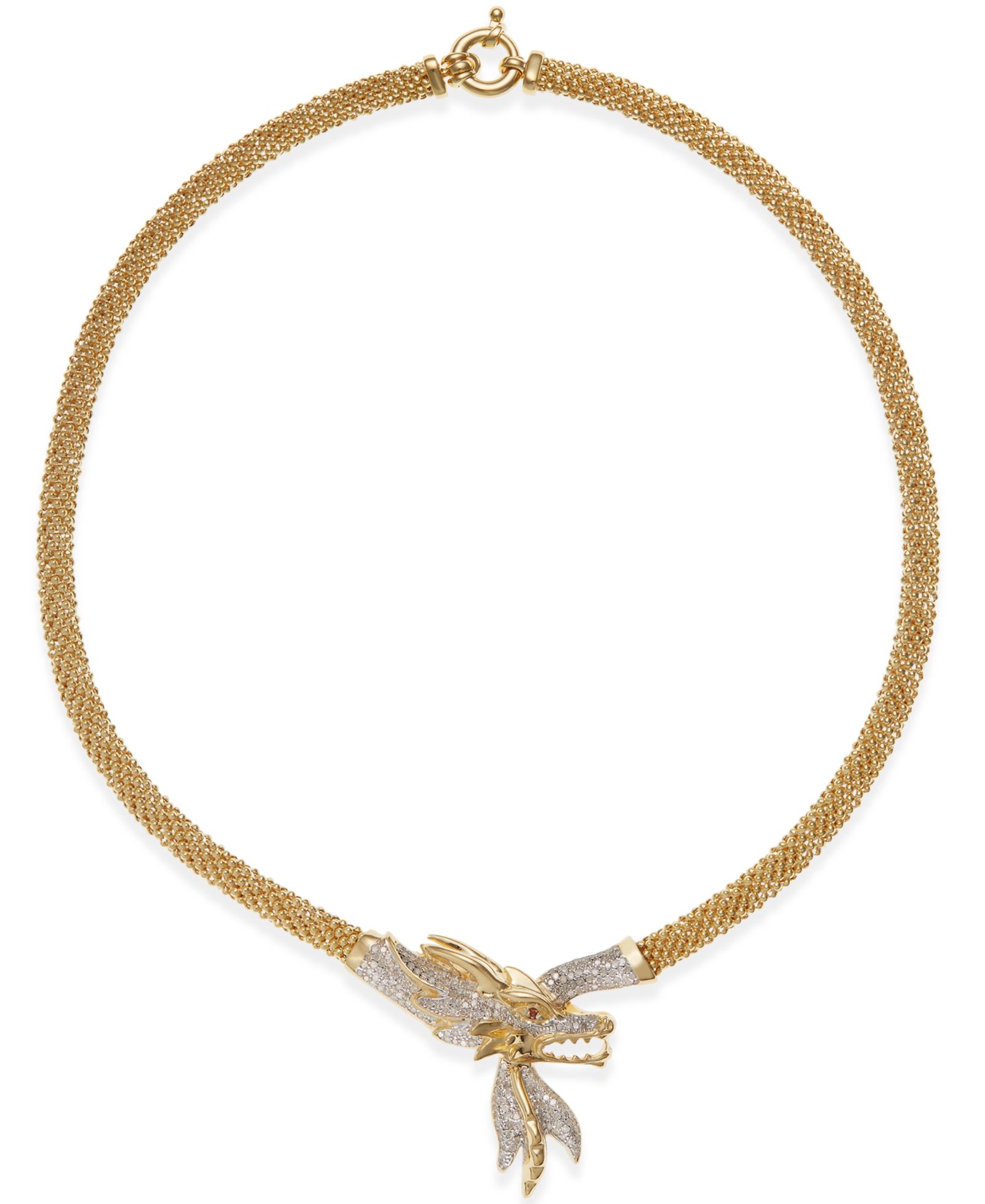 Подвеска Diamond Dragon 18" Statement Necklace (1-3/4 ct. t.w.) в позолоченном стерлинговом серебре 14k Gold-Plated