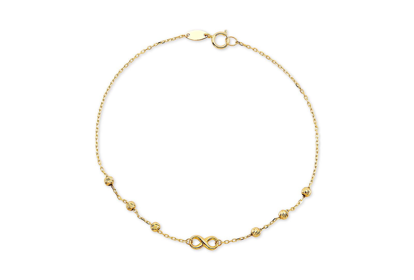 Браслет с diamond infinity и текстурированными бусинами в 10k gold