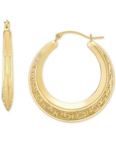 Greek Key Серьги-кольца Small Round в золоте 10k, 25mm
