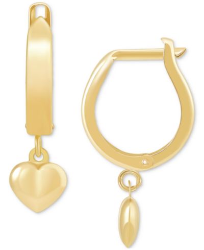 Серьги-кольца Dangle Heart Huggie из золота 10k