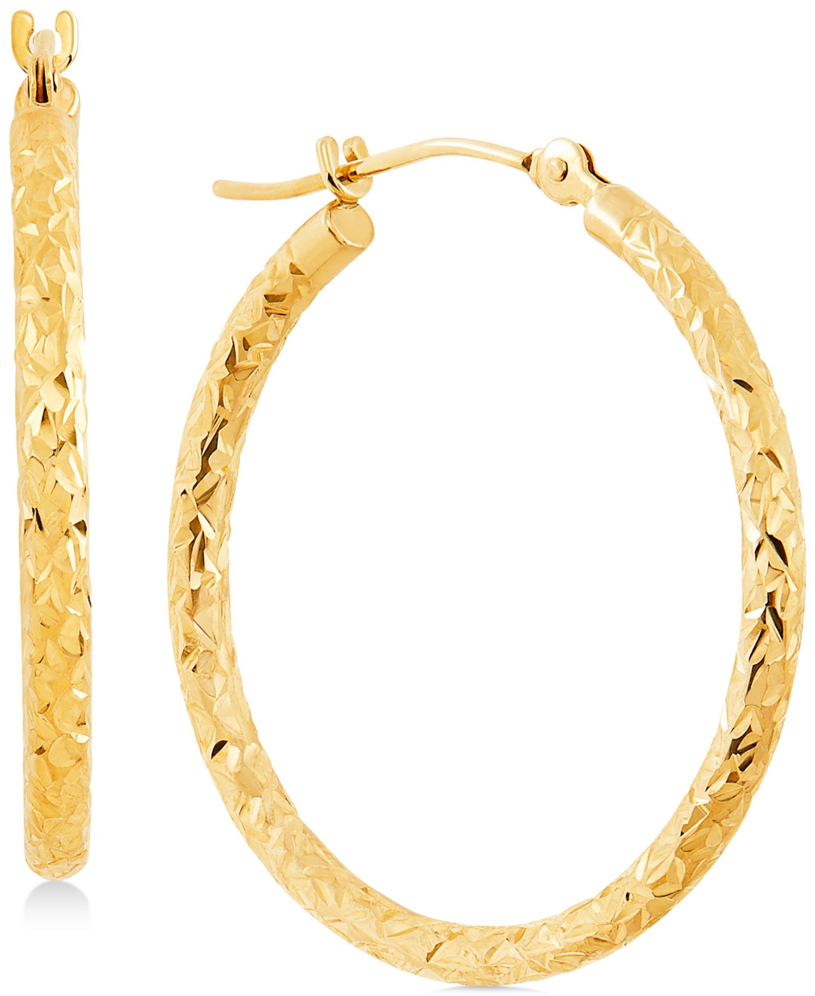 Серьги-кольца Textured Round 10k Gold, 25mm