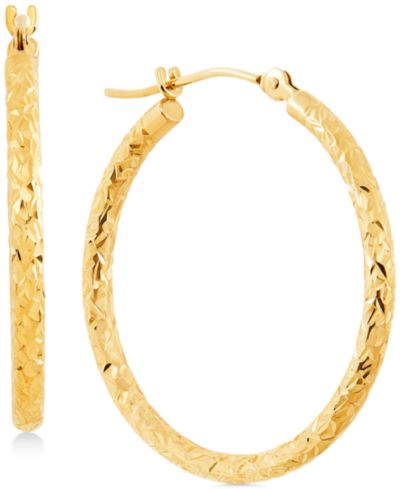 Серьги-кольца Textured Round 10k Gold, 25mm