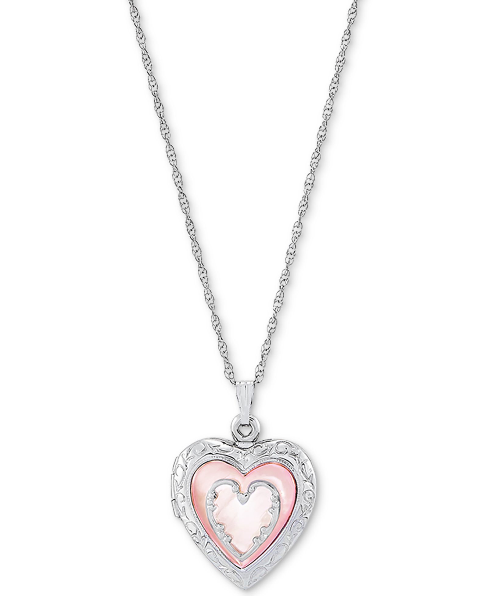 Подвеска-кулон Macy's Pink Mother-of-Pearl Heart в серебряном покрытии, 18"