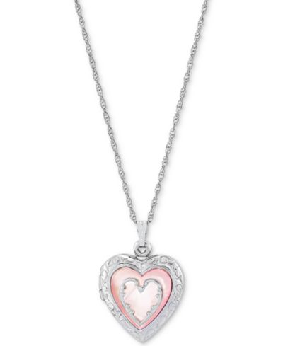 Подвеска-кулон Macy's Pink Mother-of-Pearl Heart в серебряном покрытии, 18"