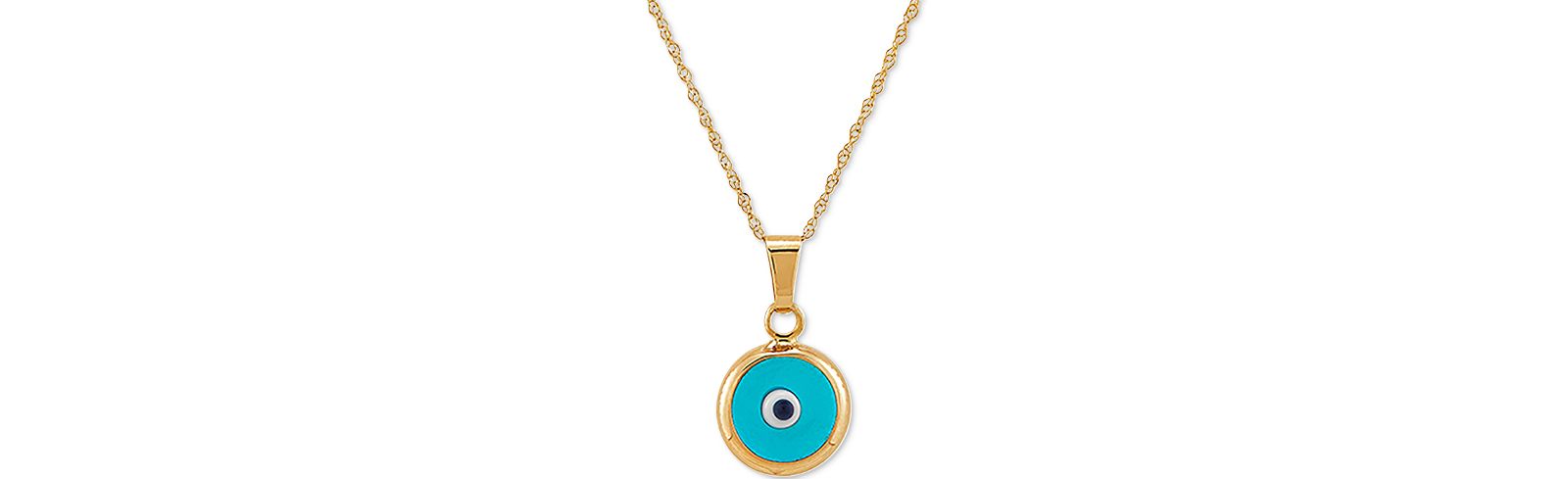 Enamel Evil-Eye 18" Pendant Necklace in 10k Gold