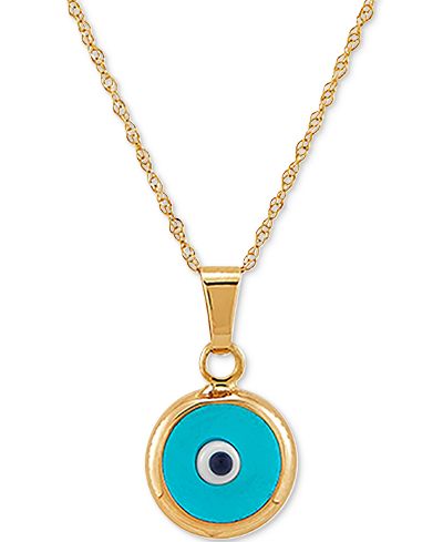 Подвеска ожерелье Enamel Evil-Eye 18" в 10k Gold