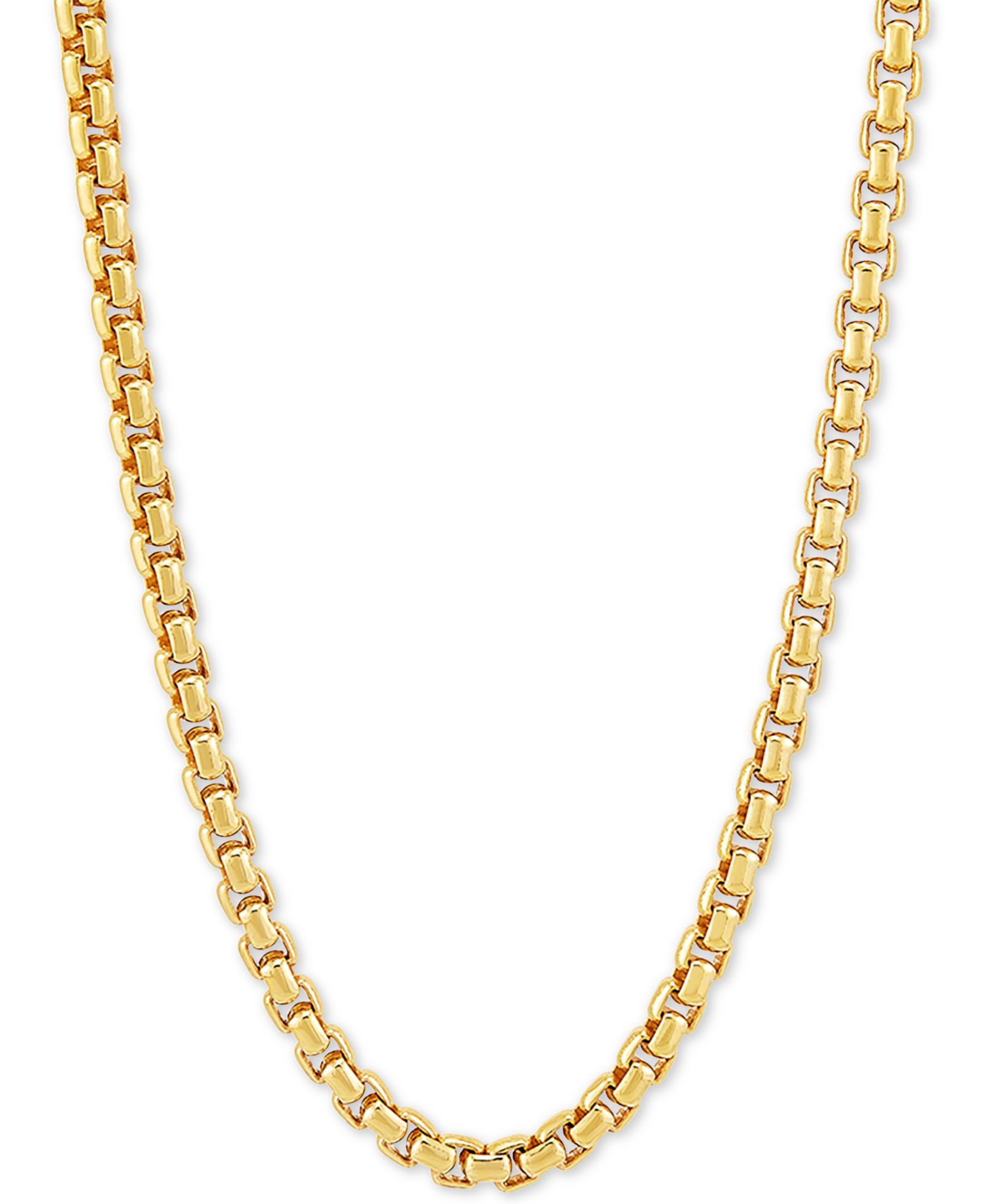 Цепочка-ожерелье Rounded Box Link 24" в позолоченном стерлинговом серебре 18k Gold-Plated