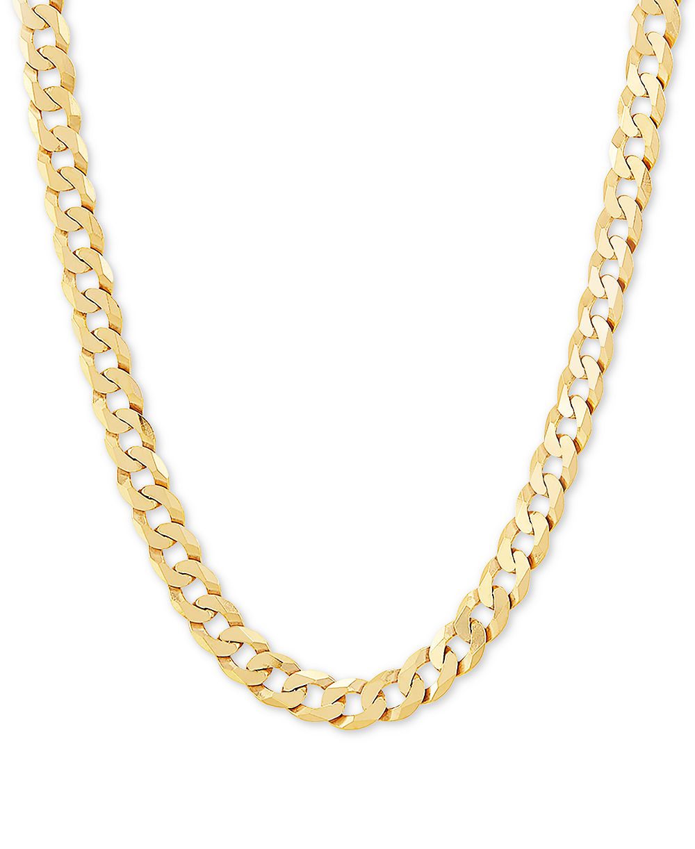 Цепочка Curb Link 24" (7mm) из стерлингового серебра с напылением 18k Gold