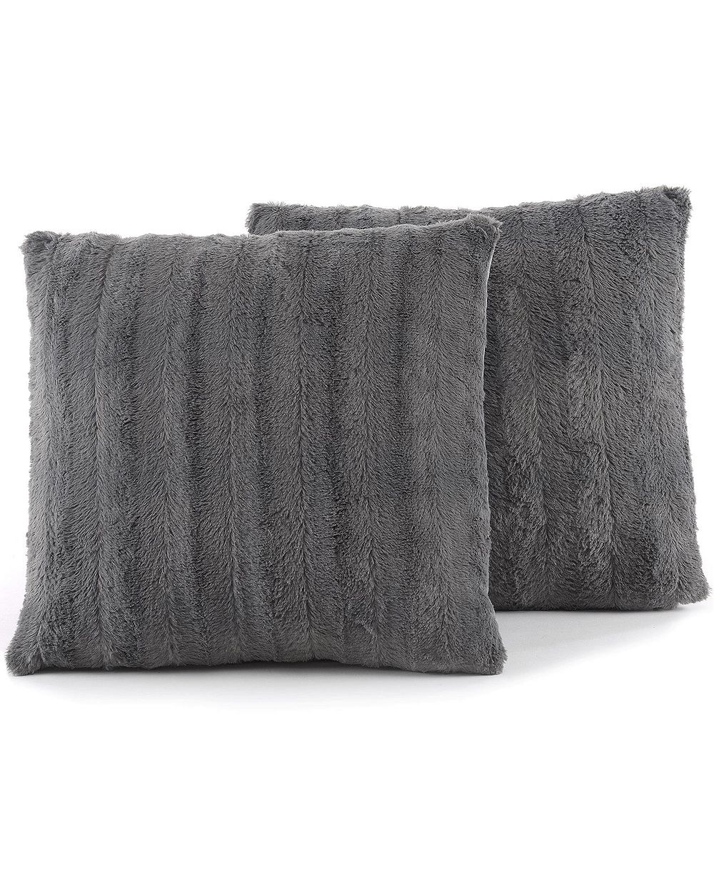 Cheer Collection Faux-Fur 2-Pack Decorative Pillows, 18" x 18"