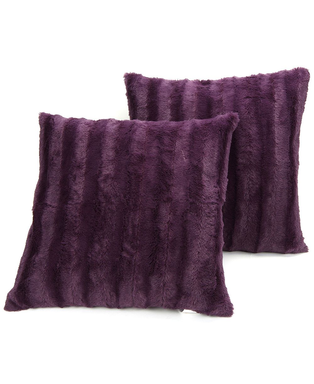 Cheer Collection Faux-Fur 2-Pack Decorative Pillows, 20" x 20"