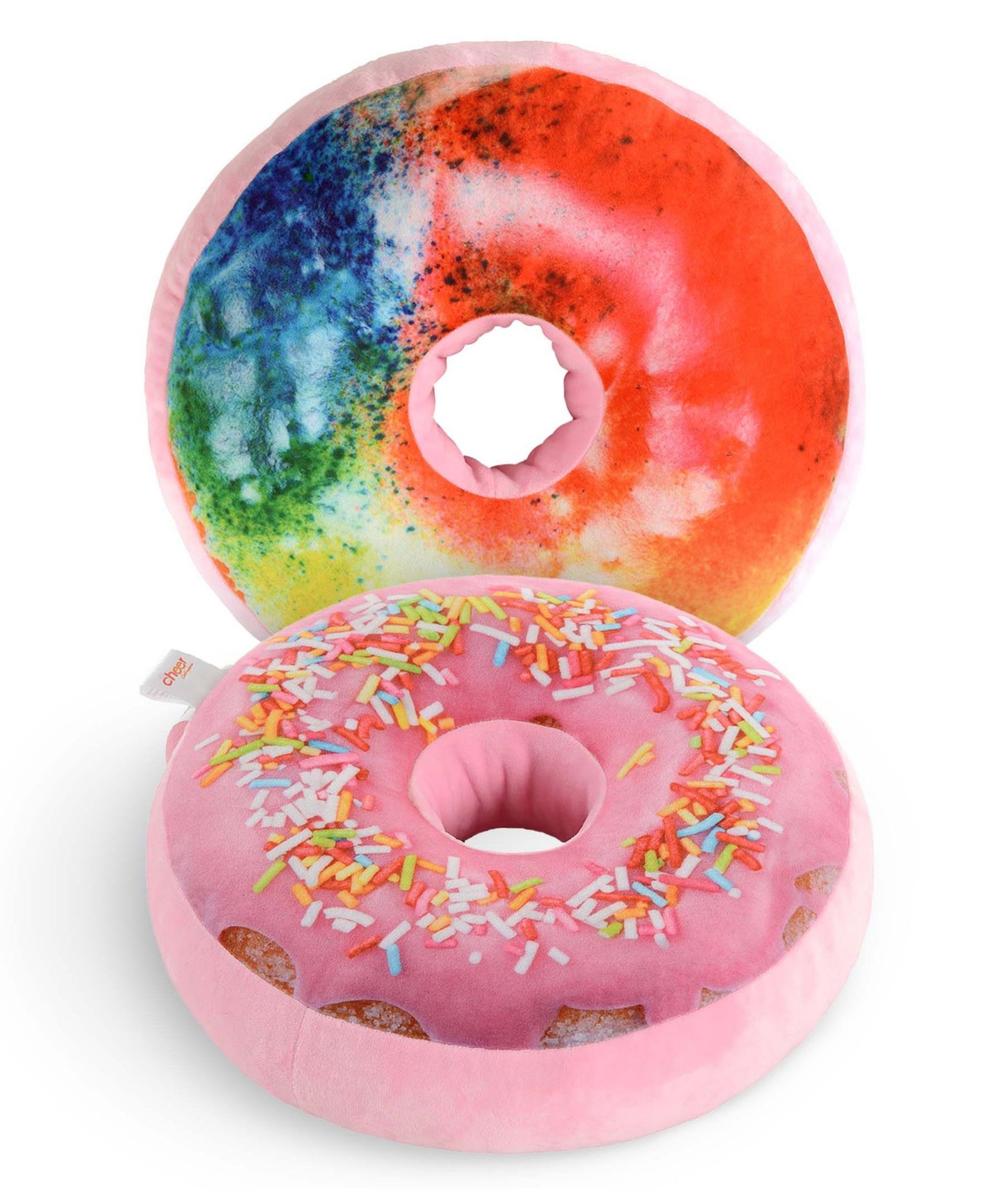 Cheer Collection Reversible Photoreal Donut Decorative Pillow, 16" Round