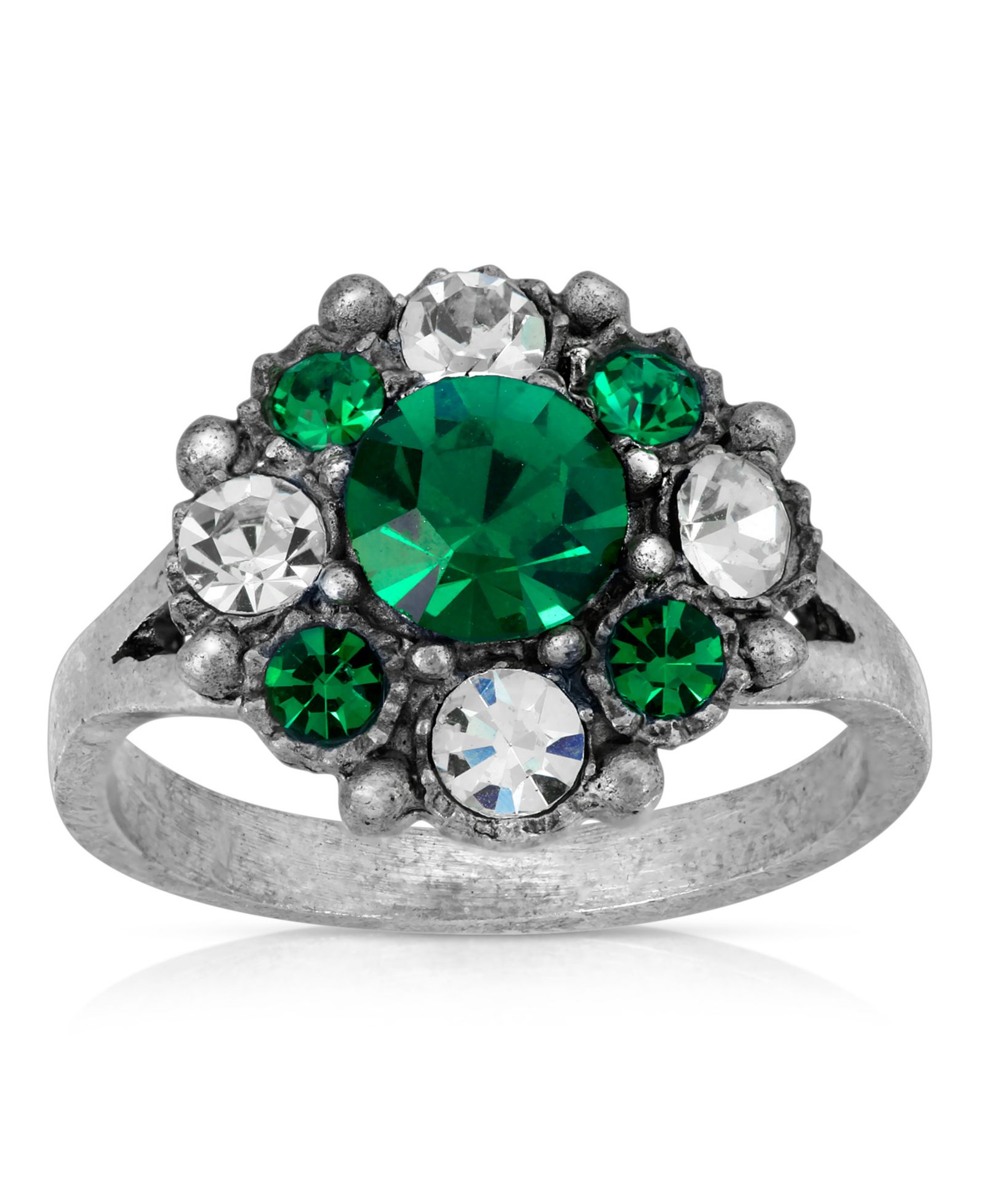 Pewter and Clear Crystal Ring