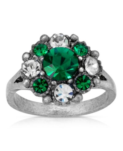 Pewter and Clear Crystal Ring