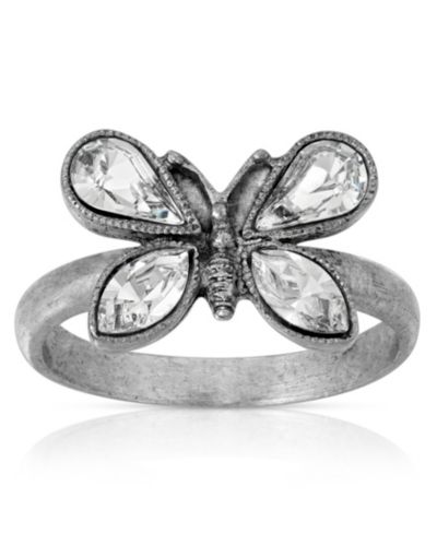 Кольцо Pewter Crystal Butterfly