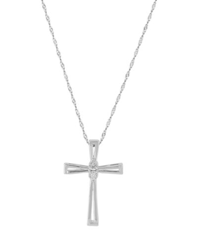 Подвеска Diamond Accent Double Bar Cross из Sterling Silver или 14k Gold-Plated Sterling Silver