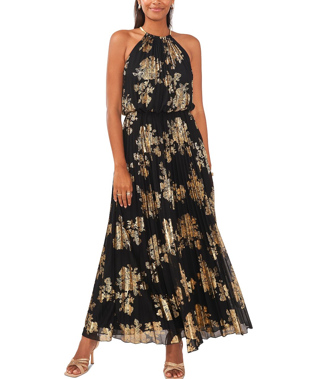 Платье MSK Petite Pleated Gold-Print