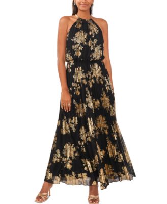 Платье MSK Petite Pleated Gold-Print