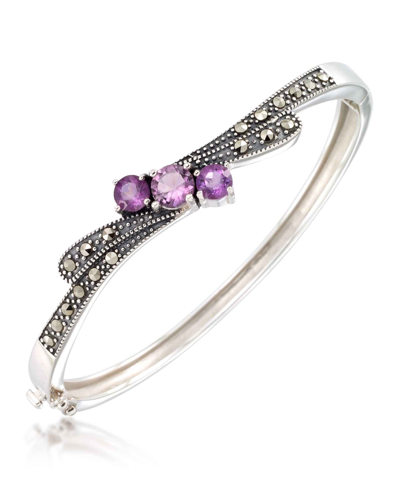 Браслет Macy's Marcasite и Amethyst в серебре Sterling Silver