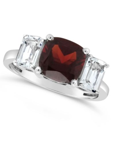 Кольцо из стерлингового серебра с гранатом (2-3/4 ct. t.w.) и белым топазом (1-3/8 ct. t.w.)