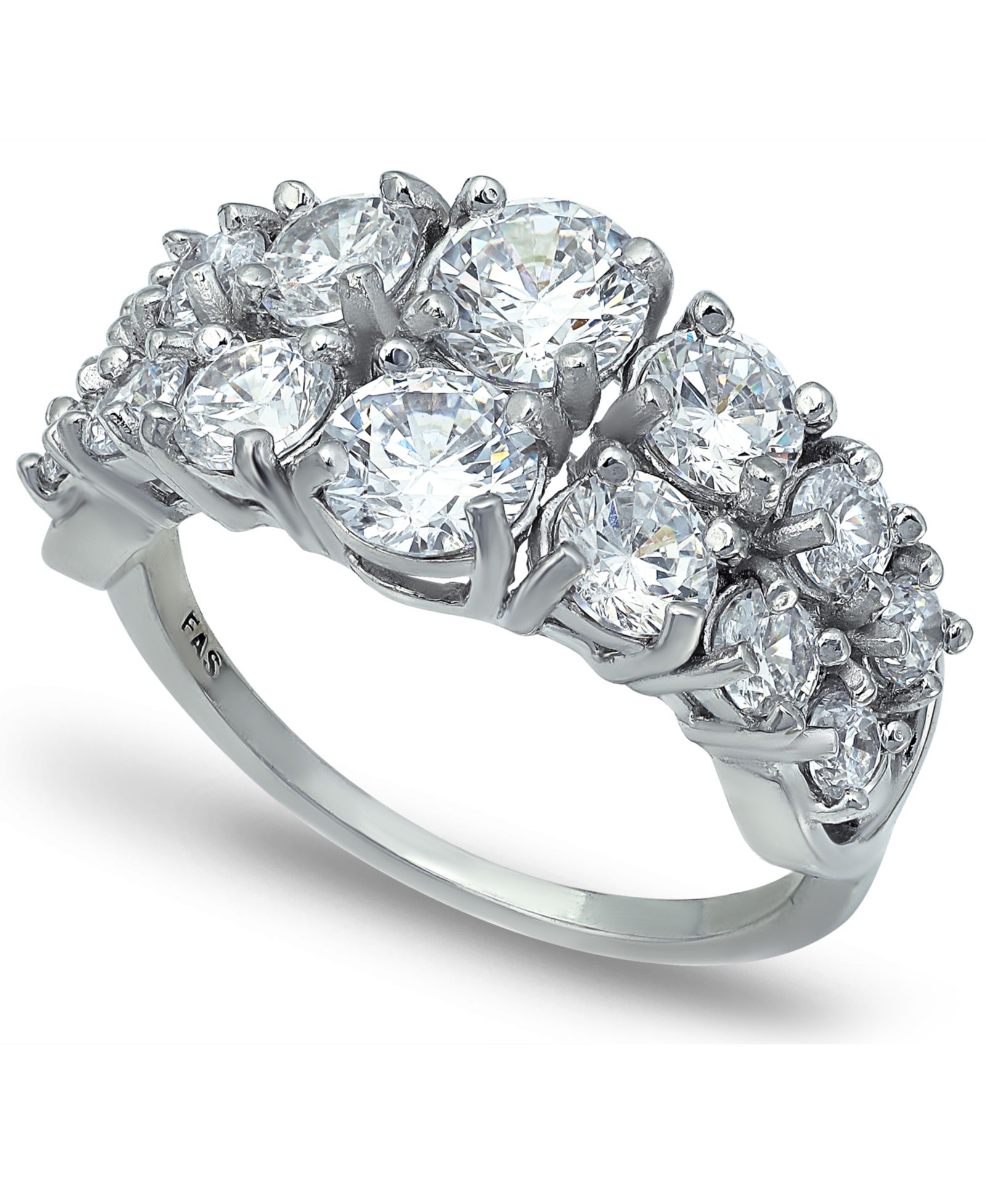 Macy's Cubic Zirconia 2 Row Round Prong Set Stones Ring
