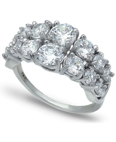 Macy's кольцо с камнями Cubic Zirconia 2 Row Round Prong Set