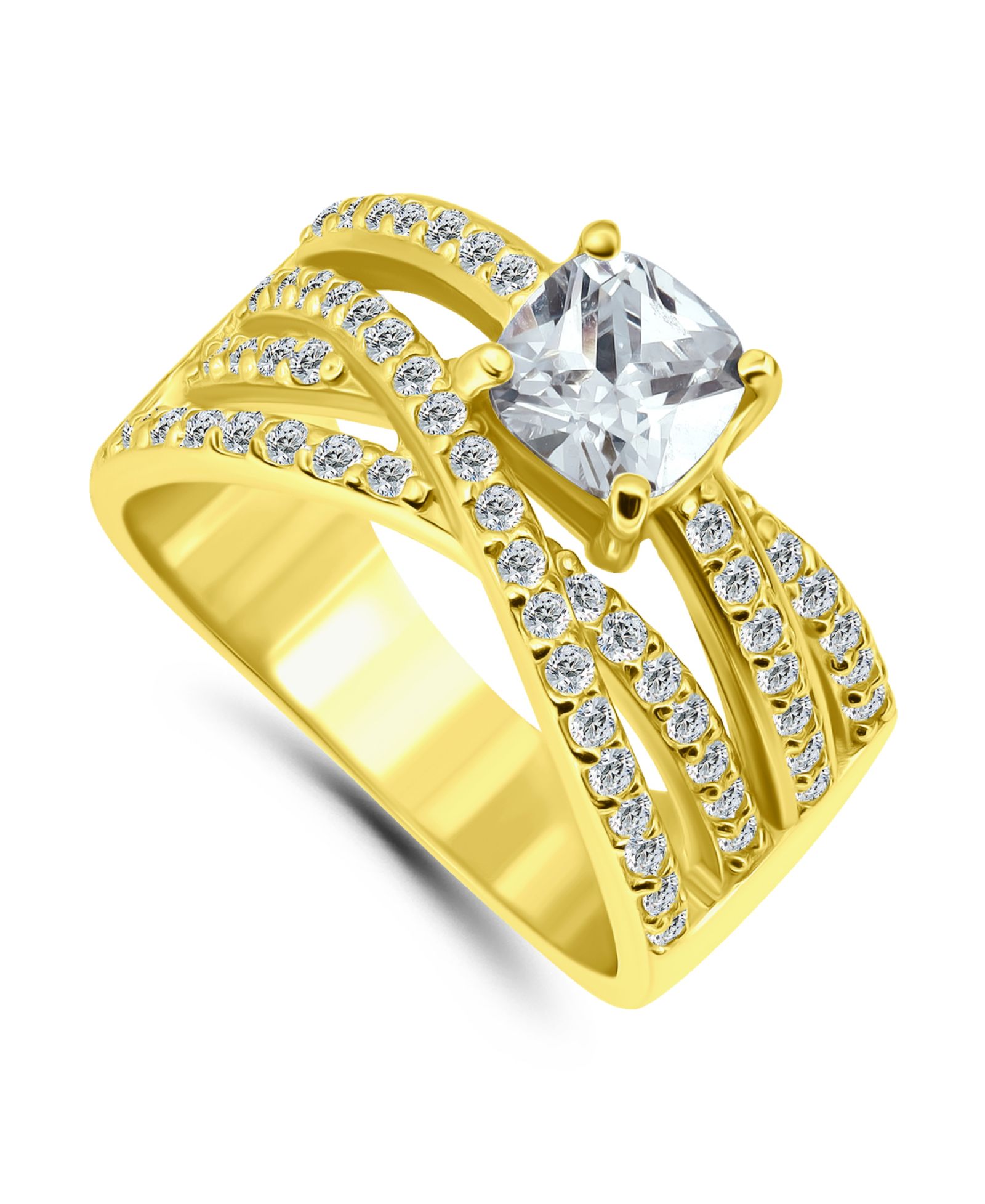 Macy's Cubic Zirconia Intertwined Band with Cushion Prong Center Ring
