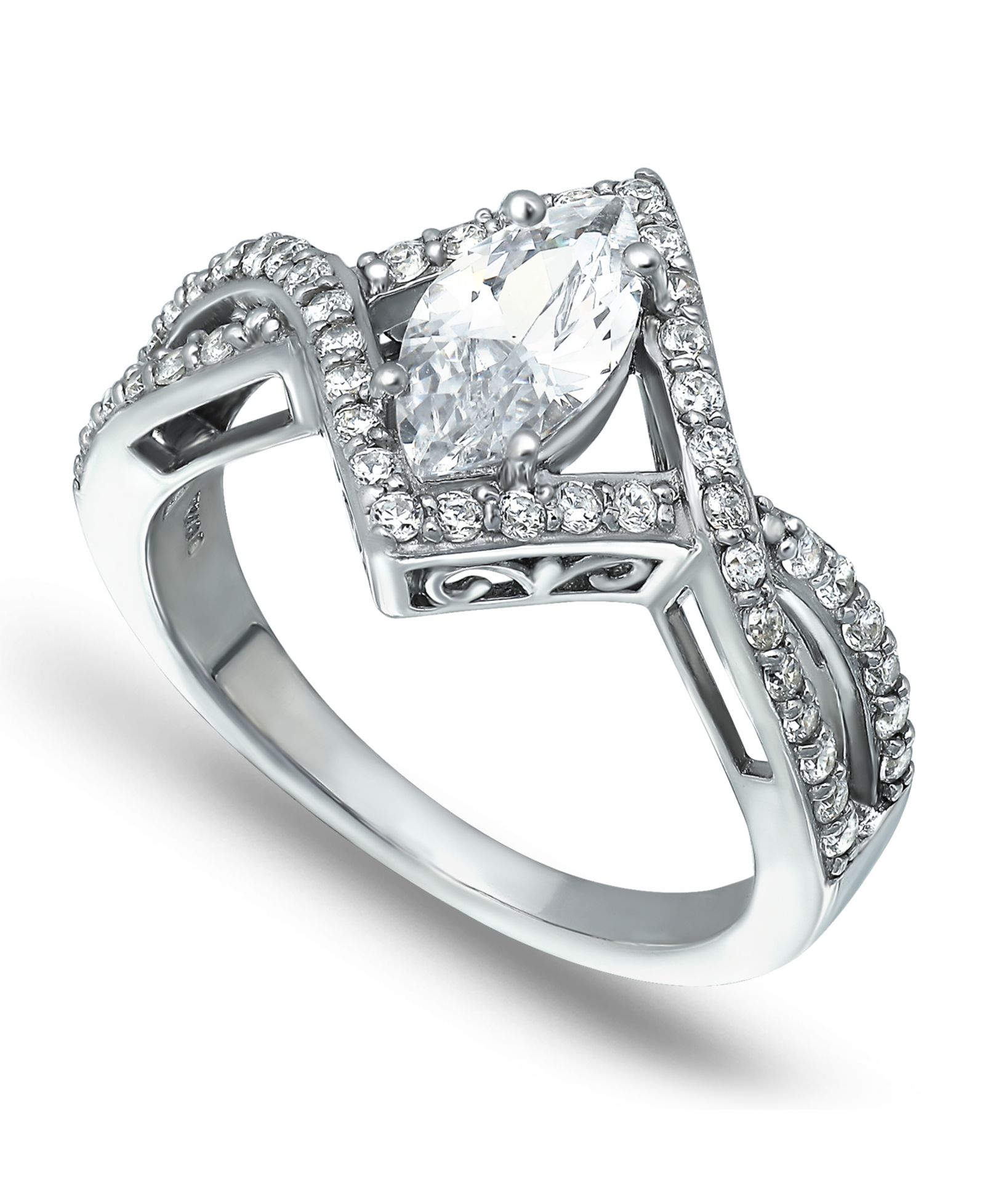 Macy's Cubic Zirconia Marquise Center Stone Split Shank Ring