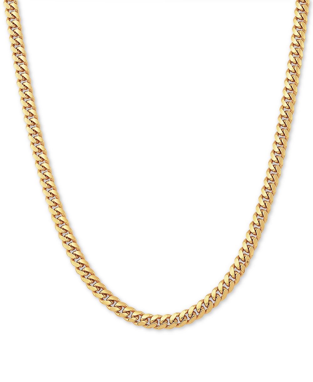 Цепочка ожерелье Cuban Link 22" из стерлингового серебра с напылением 18k Gold-Plated