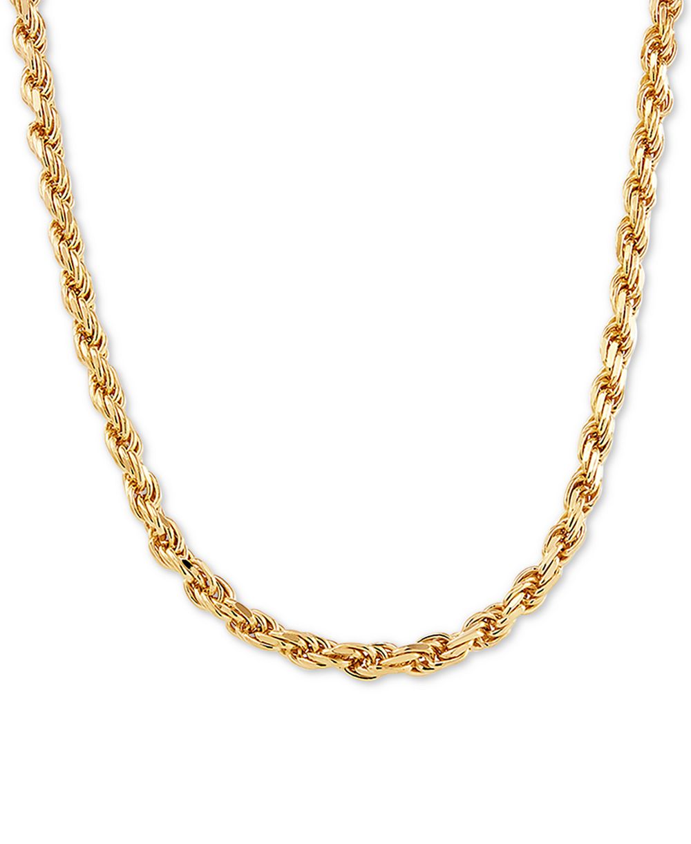 Цепочка-колье Rope Link 24" из стерлингового серебра с напылением 18k Gold-Plated