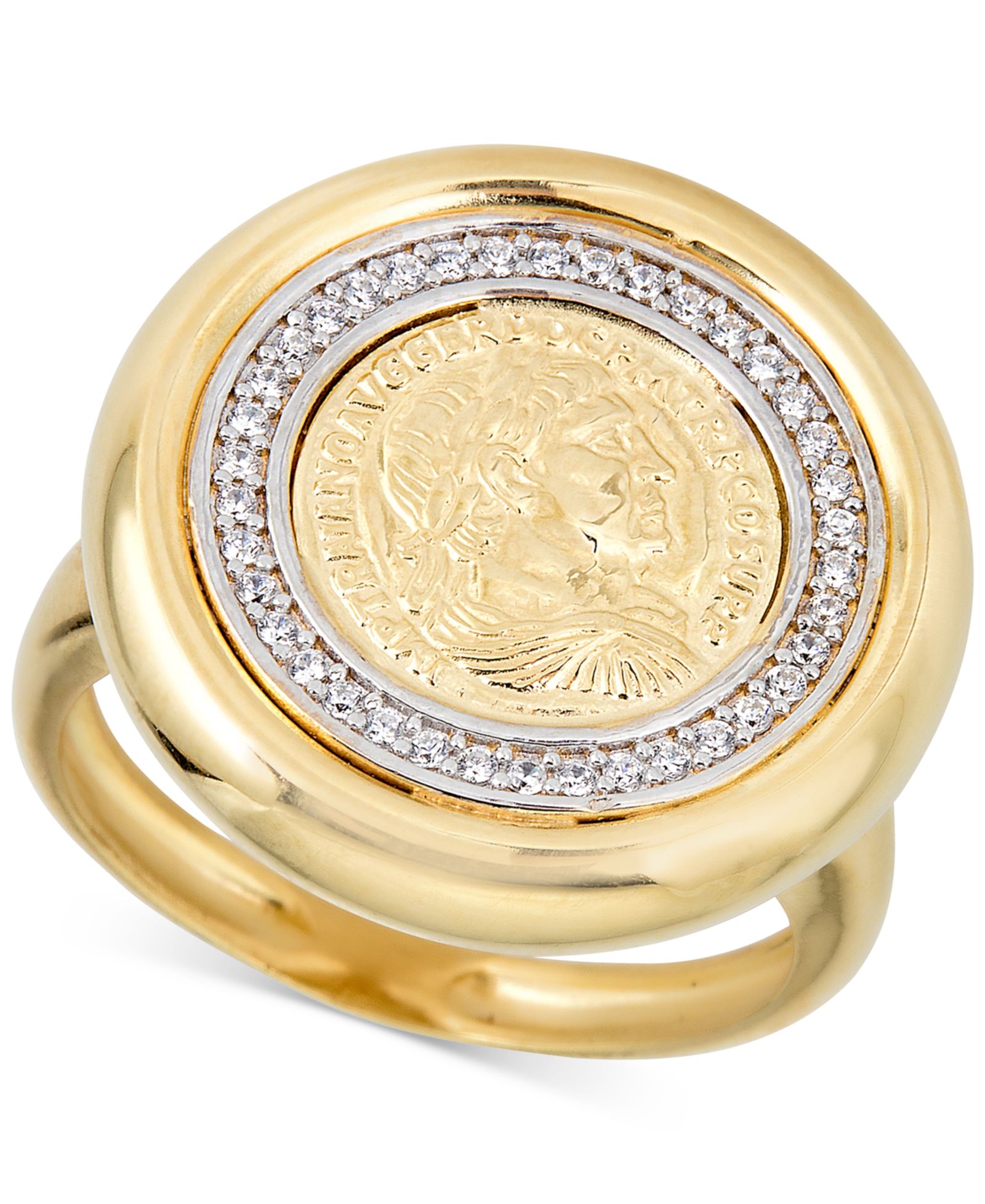Кольцо Statement с бриллиантовым покрытием (1/4 ct. t.w.) из стерлингового серебра с позолотой 14k