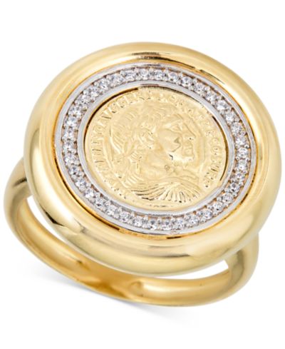 Кольцо Statement с бриллиантовым покрытием (1/4 ct. t.w.) из стерлингового серебра с позолотой 14k