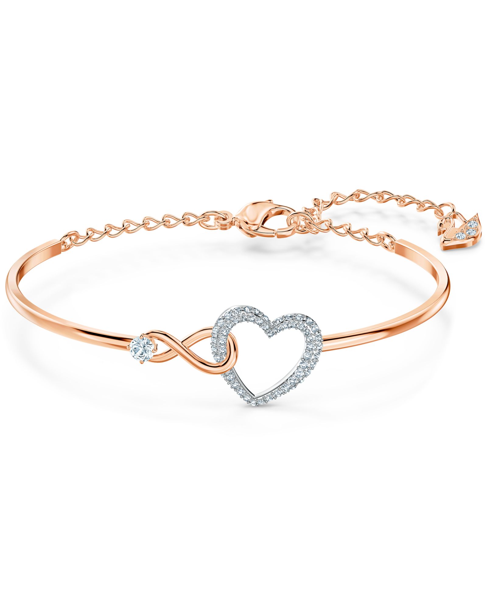 Swarovski Two-Tone Crystal Heart & Infinity Symbol Bangle Bracelet