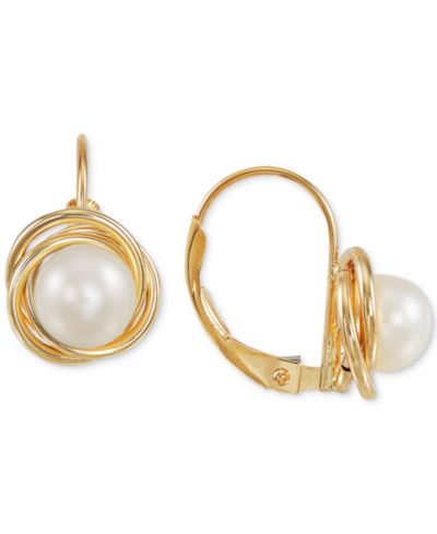 Серьги-серьги с Leverback из Cultured Freshwater Pearl (6mm) в 10k Gold