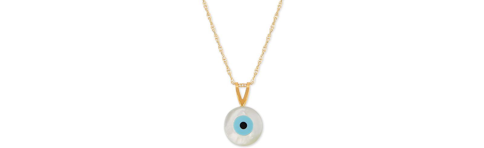 Mother-of-Pearl & Enamel Evil Eye 18" Pendant Necklace in 10k Gold