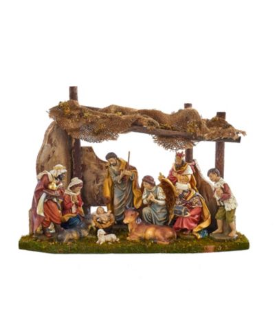 Набор рождественских фигурок Kurt Adler Nativity Set с 11 фигурками и яслями
