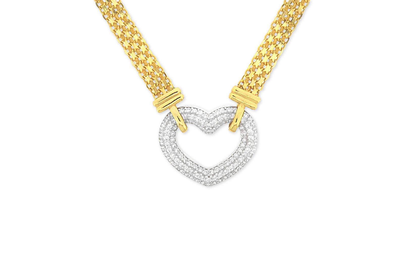 Подвеска Cubic Zirconia Heart, 18" в стерлинговом серебре и 18k Gold-Plate, Macy's