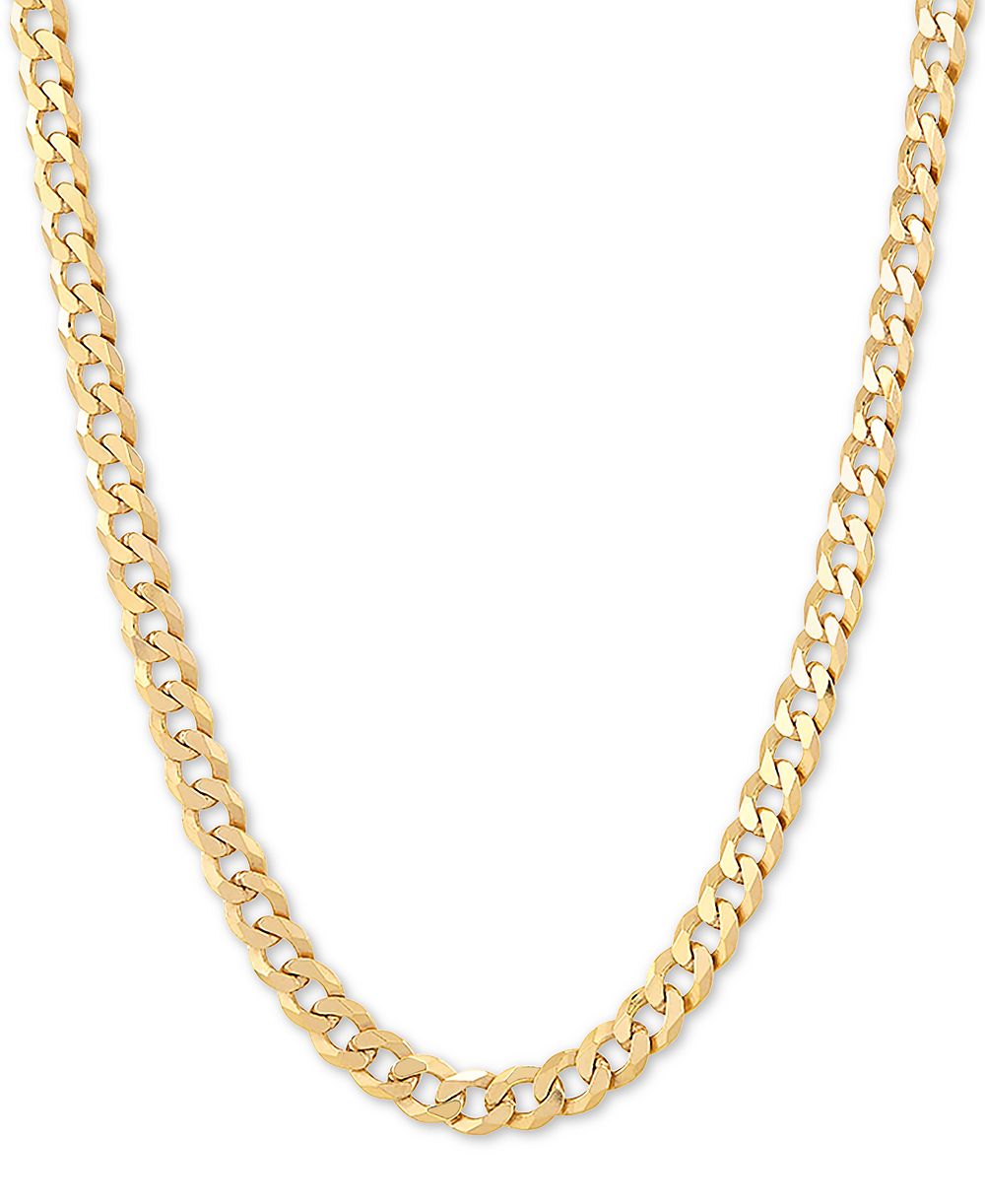 Flat Curb Link 18" Chain Necklace in 18k Gold-Plated Sterling Silver