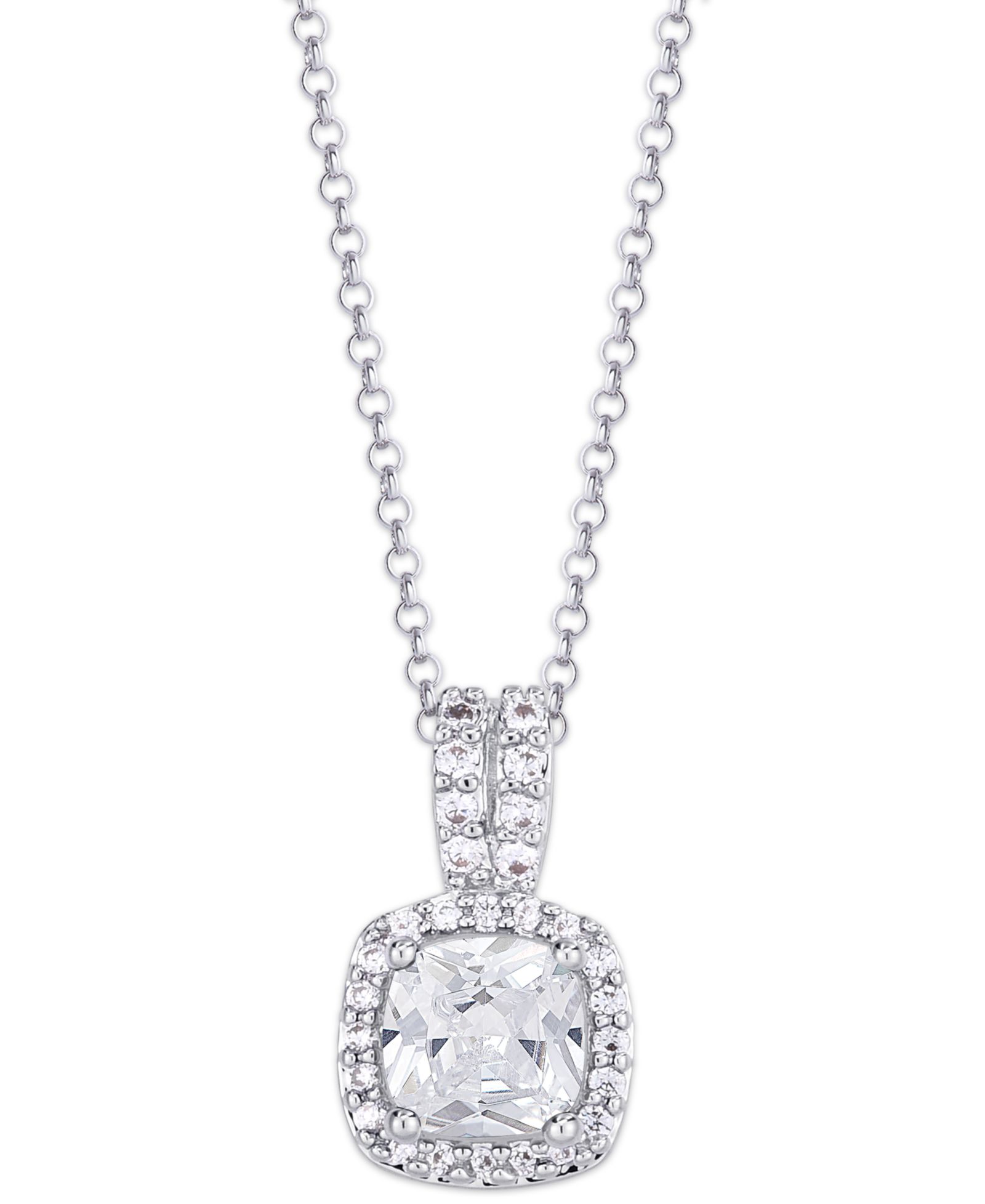 Подвеска-кулон Birthstone Cushion Halo в серебряном напылении