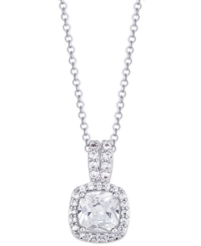 Подвеска-кулон Birthstone Cushion Halo в серебряном напылении