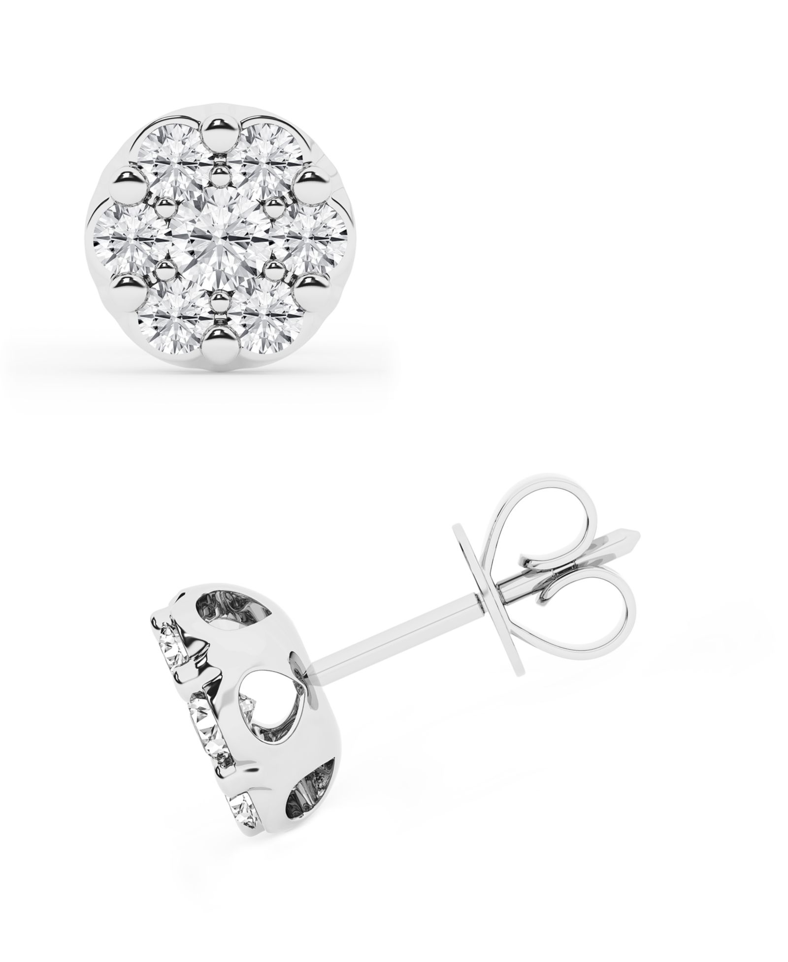 Серьги Forever Grown Diamonds Lab-Created Diamond Cluster Stud, Sterling Silver