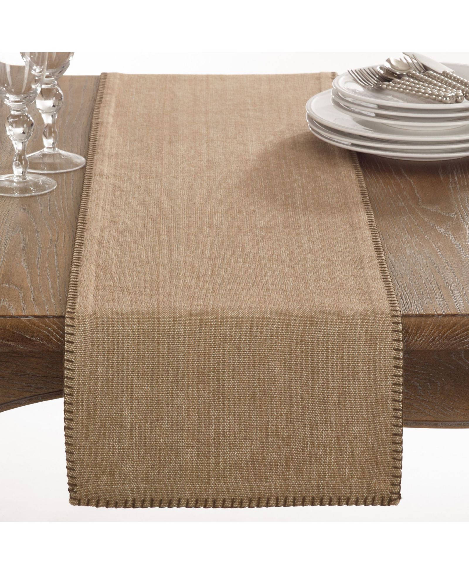 Скатерть Saro Lifestyle Celena Collection Whip Stitched Design Cotton Table Runner