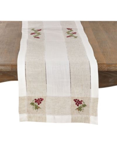 Вышитая дорожка для стола Saro Lifestyle с узором Grape Hemstitch