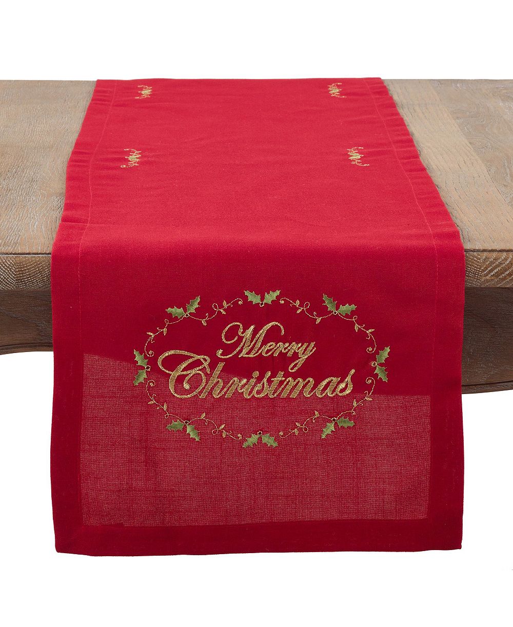 Декоративная дорожка на стол Saro Lifestyle Merry Christmas с вышивкой, 14" x 90"