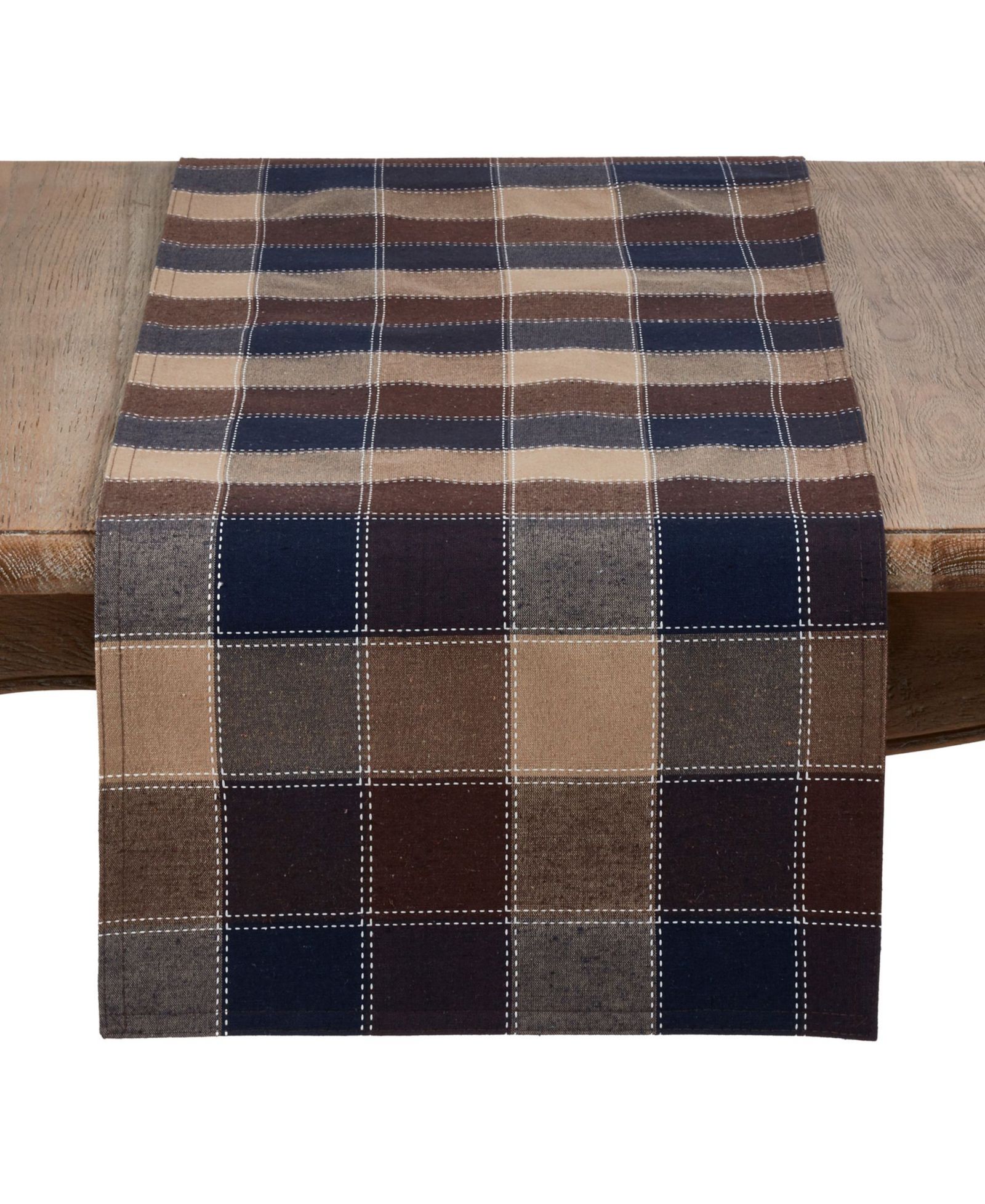 Тканевая дорожка Saro Lifestyle Stitched Plaid Cotton Blend Table Runner