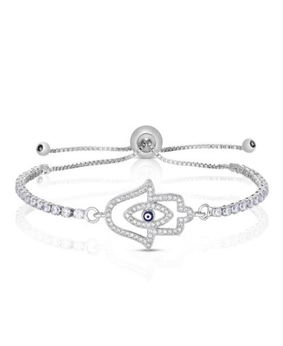 Браслет Bolo с Cubic Zirconia Hamsa Adjustable Silver Plate