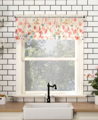 Rosalind Watercolor Floral Semi-Sheer Rod Pocket Kitchen Curtain Valance