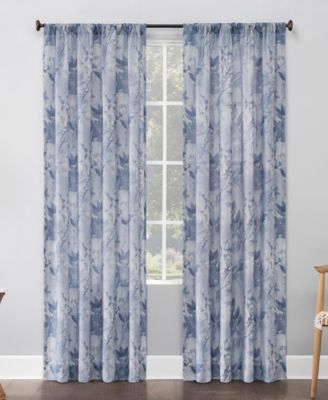 No. 918 полупрозрачная занавеска Hilary Watercolor Floral Linen Blend Semi-Sheer Rod Pocket
