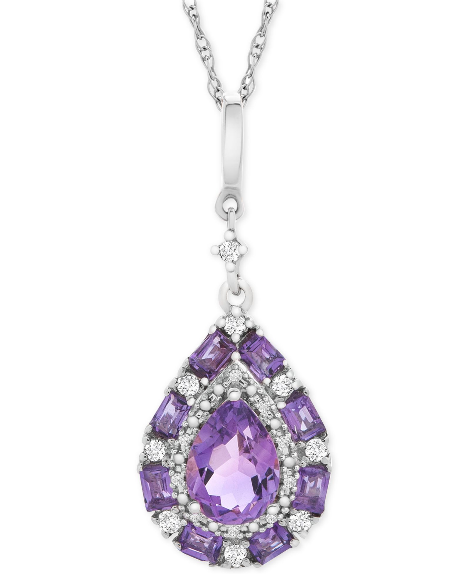 Подвеска-кулон Macy's Multi-Gemstone Teardrop 18" Sterling Silver